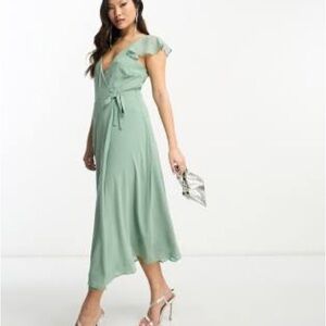 VILA Sage Green Midi Dress